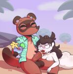  animal_crossing anthro balls big_penis bodily_fluids breasts brown_body brown_fur brown_hair butt canid canine cum cum_in_mouth cum_inside detailed_background duo eyes_closed fellatio female female_on_anthro fluffy fluffy_tail fur genital_fluids genitals giidenuts hair hi_res huge_penis human human_on_anthro interspecies jaiden_animations looking_pleasured male male/female mammal multicolored_body multicolored_fur nintendo nude oral penile penis penis_awe raccoon_dog saliva sex sweat tanuki tom_nook_(animal_crossing) video_games white_body white_skin youtube youtuber 