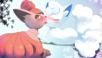  absurdres alolan_form alolan_vulpix animal_focus artist_name bangs blue_background blue_hair blush brown_sclera closed_eyes colored_sclera commentary dated deviantart_username english_commentary eryz full_body gen_1_pokemon gen_7_pokemon gradient gradient_background highres licking looking_at_another lying multicolored_hair multiple_tails no_humans nose_blush on_side open_mouth pawpads pokemon pokemon_(creature) profile red_hair shiny shiny_hair short_hair signature simple_background tail tongue tongue_out twitter_username two-tone_hair vulpix watermark white_eyes white_hair 