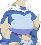  0119_muu 2021 anthro anthrofied beard belly blue_body blush bottomwear clothing facial_hair hi_res kemono loincloth male moobs nintendo overweight overweight_male pok&eacute;mon pok&eacute;mon_(species) samurott simple_background video_games white_background 