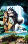  2021 anthro anthro_on_anthro anthro_penetrated anthro_penetrating anthro_penetrating_anthro black_body black_fur canid canine canis digital_media_(artwork) domestic_dog female female_penetrated fur hi_res husky male male/female male_penetrating male_penetrating_female mammal mifa nordic_sled_dog nude penetration skinny_dipping spitz water white_body white_fur 