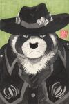  2021 absurd_res anthro biped canid canine clothed clothing felixleong hat headgear headwear hi_res huge_filesize live-a-hero male mammal portrait raccoon_dog shoen solo tanuki traditional_media_(artwork) video_games 