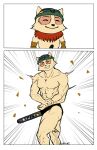  2019 abs anthro big_muscles black_clothing black_underwear bulge clothed clothing comic erection erection_under_clothing eyewear genital_outline goggles green_clothing green_hat green_headwear grin growth hat headgear headwear hi_res league_of_legends male muscle_growth muscular muscular_anthro muscular_male pecs penis_outline regai riot_games simple_background smile solo teemo_(lol) teeth topless underwear video_games white_background yordle 