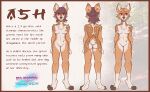  absurd_res amazinggwen anthro ash_(amazinggwen) breasts brown_body brown_fur butt cervid chest_tuft english_text feet female fur genitals hair hi_res hybrid mammal model_sheet nipples nude paws pussy red_eyes solo text tied_hair tuft white_body white_fur 