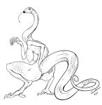  anthro anus breasts claws crouching digitigrade female forked_tongue genitals half-closed_eyes lips long_neck long_tail long_tongue long_torso looking_at_viewer mature_anthro mature_female monochrome narrowed_eyes non-mammal_breasts nude pussy reptile sagging_breasts scales scalie simple_background skinny smile snake solo tail_grab thick_lips tongue tongue_out velvetdelusion white_background wide_hips 