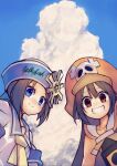  0g0nn 2girls april_(guilty_gear) blue_eyes blue_sky brown_eyes cloud cloudy_sky guilty_gear hat highres looking_at_viewer may_(guilty_gear) multiple_girls orange_headwear sailor_hat sky smile 