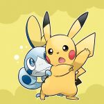  blue_eyes bright_pupils closed_mouth commentary_request gen_1_pokemon gen_8_pokemon hiding mabu_(dorisuto) no_humans open_mouth outline peeking_out pikachu pokemon pokemon_(creature) sobble starter_pokemon tongue wavy_mouth 