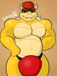  animal_humanoid anthro biped bowser bulge hair hi_res horn humanoid koopa koopa_humanoid looking_at_viewer male male/male mammal mario_bros muscular muscular_humanoid muscular_male nintendo raptorart reptile scalie scalie_humanoid simple_background smile solo video_games 