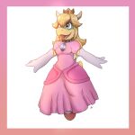  2021 absurd_res anthro border clothed clothing collar crown dress female fingers fully_clothed hi_res koopa louart mario_bros nintendo open_mouth open_smile princess_koopa scalie simple_background smile solo video_games white_background 