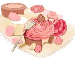  animal bird cake chai_(artist) dress food original pink_hair polychromatic signed 