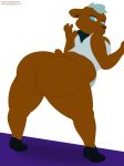  2018 anthro big_butt bombshell_(nitw) bottomless butt clothed clothing female hi_res huge_butt mammal night_in_the_woods piercing ratchetsly shirt skullman777 solo ursine 