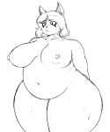  absurd_res anthro belly big_belly big_breasts bodily_fluids breasts catti_(deltarune) deltarune dividedwreck domestic_cat felid feline felis female goth hi_res humanoid makeup mammal nipples nude overweight overweight_female piercing solo sweat thick_thighs video_games wide_hips 