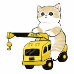  :&lt; cat construction crane_(machine) driving ground_vehicle highres hook kitten mofu_sand motor_vehicle original paws riding truck white_background 
