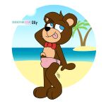  absurd_res anthro beach clothing conditional_dnp exhibitionism hi_res male oliver_masthay olly public seaside solo speedo swimwear teddy_bear_(species) 