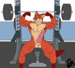  abs anthro armpit_hair biceps big_penis bodily_fluids body_hair canid canine disney erection exercise flexing fox genitals goldeyboi gym male mammal muscular muscular_legs muscular_male nick_wilde nude pecs penis solo sweat veiny_muscles weightlifting weights workout zootopia 