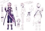  1boy androgynous arm_warmers asymmetrical_sleeves bandaged_arm bandages boots character_sheet chibi choker cross-laced_footwear expressionless fingerless_gloves flower_(vocaloid) from_behind full_body genderswap genderswap_(ftm) gloves hand_up highres kilt lace-up_boots miwasiba multicolored_hair multiple_views nail_polish open_mouth pants purple_eyes purple_footwear purple_gloves purple_hair purple_nails purple_pants purple_shirt shirt short_hair sketch sleeveless sleeveless_jacket standing streaked_hair striped_arm_warmers torn_clothes torn_shirt translated v_flower_(vocaloid4) vocaloid white_background white_hair 