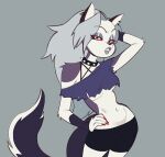  anthro breasts canid canid_demon canine clothed clothing collar colored_nails demon female hellhound helluva_boss lips loona_(vivzmind) mahmapuu mammal nails solo spiked_collar spikes under_boob 