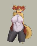  absurd_res anthro canid canine delphox female fox fur hi_res inverted_nipples mammal mature_female nintendo nipples pok&eacute;mon pok&eacute;mon_(species) slightly_chubby solo thick_thighs umbra_draws video_games 