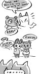  absurd_res animal_crossing anthro canid canine clothing comic costume crazy_redd duo english_text female fox greyscale hi_res humor male mammal monochrome nintendo raccoon_dog shanutaka tanuki text tom_nook_(animal_crossing) video_games 