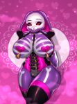  &lt;3 &lt;3_eyes alice_(foxtalon) anthro big_breasts breasts camel_toe clothing corset female fur gloves handwear hi_res lagomorph legwear leporid lingerie mammal multicolored_body multicolored_fur pasties pink_background purple_body purple_fur rabbit rebrokota red_eyes simple_background smile solo thick_thighs thigh_highs topwear two_tone_body two_tone_fur 