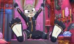  5:3 animated anthro bdsm bondage bondage_furniture bondage_gear bondage_gloves bound caroo clothing disney feet female foot_fetish judy_hopps lagomorph leporid mammal rabbit rubber rubber_suit short_playtime solo zootopia 