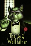  2021 alternate_species anthro black_tie_(suit) bow_tie canid canine canis clothed clothing dated english_text flower furrification hair hi_res male mammal nik159 parody plant portrait rose_(flower) signature solo suit text the_godfather traditional_media_(artwork) wolf 