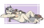  &lt;3 4_toes 5_fingers ambiguous_gender anthro blue_eyes brown_body brown_fur canid canine canis davos duo ears_back eyes_closed feet fingers fur hair hyaenid looking_at_another love lying male mammal nude patrikthedog paws pivoted_ears remus_(davosyeen) romantic_couple sleeping spotted_hyena toes white_body white_fur wolf 