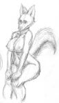  absurd_res anthro arched_back areola big_breasts biped breasts canid canine female graphite_(artwork) hands_on_knees hi_res mammal monochrome nipples nude pencil_(artwork) realius simple_background solo squating thick_thighs traditional_media_(artwork) 