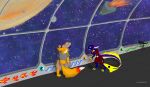  anthro daedalusb duo machine maurice_(daedalusb) planet protogen reina_(daedalusb) sky space spacecraft star starry_sky telescope vehicle window 