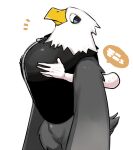  2017 5_fingers accipitrid accipitriform animal_crossing anthro apollo_(animal_crossing) avian bald_eagle beak biped bird blue_eyes bottomless clothed clothing digital_media_(artwork) disembodied_hand duo eagle feathered_wings feathers featureless_crotch fingers grey_body grey_feathers grey_tail_feathers grope hand_on_chest japanese_text kadikadisake looking_back male multicolored_body multicolored_feathers nintendo onomatopoeia pecs sea_eagle side_view simple_background solo_focus sound_effects speech_bubble squeezing standing tail_feathers text topwear translated vest video_games white_background white_body white_feathers winged_arms wings yellow_beak zipper 