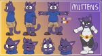  2021 4_fingers angry anthro belt biped blue_clothing blue_shirt blue_topwear boots bottomwear bulge clothed clothing costume digital_drawing_(artwork) digital_media_(artwork) disgust domestic_cat expressions felid feline felis fingers footwear fur gloves gradient_background handwear hi_res male mammal mask mittens_(panapoliz) model_sheet multiple_poses open_mouth panapoliz pawpads pink_pawpads pose purple_body purple_fur scared shirt shorts simple_background slightly_chubby smile solo superhero superhero_costume surprise teeth toony topwear utility_belt yellow_eyes 