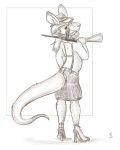  2021 4:5 anthro clothed clothing dress female flinters footwear gangster gun hat headgear headwear hi_res high_heels kangaroo looking_back macropod mammal marsupial ranged_weapon rear_view shoes solo weapon 