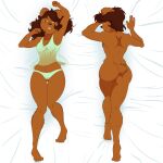  1:1 anthro black_nose brown_body brown_fur brown_hair butt clothing dakimakura_design duo evee_(evon) evon evon_allure evonallure female fur hair looking_back mammal nude panties rear_view red_eyes translucent translucent_clothing underwear ursid yellow_eyes 