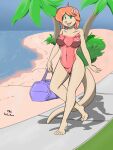  3:4 anthro beach breasts chest_tuft eyeshadow female hi_res makeup mammal mink mustelid musteline navel nipples nude open_mouth pink_nose sailoranna seaside solo tuft 