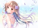  blush brown_eyes brown_hair close flowers irori long_hair original 