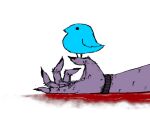  2021 ambiguous_gender ambiguous_species anthro avian bird black_fingernails blood blood_puddle blue_body blue_feathers bodily_fluids bracelet duo feathers fur grey_body grey_fur jewelry mammal shirtbusters simple_background tagme white_background 