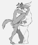 2021 anthro balls butt canid canine canis coyote custapple domestic_dog duo embrace erection genitals grinding hair_over_eyes half-closed_eyes hand_on_foot hi_res humanoid_genitalia humanoid_penis larger_male looney_tunes male male/male mammal narrowed_eyes penis ralph_e._wolf retracted_foreskin sam_sheepdog size_difference smaller_anthro smaller_male warner_brothers 
