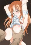  asuna_(sword_art_online) bondage breast_grab breasts nipples no_bra shirt_lift sword_art_online yuiganaoha 