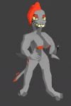  3d_(artwork) animated anthro bouncing_breasts breasts claws digital_media_(artwork) female fish grey_body hair lowpoly marine non-mammal_breasts red_hair shark shark_tail sharp_claws sharp_teeth solo spaziosqualo teeth 