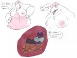  abdominal_bulge anthro big_breasts breasts bull_terrier canid canine canis chest_tuft chiropteran chubby_female domestic_dog duo female hi_res hunting_dog male male/female mammal qwertykirby slightly_chubby terrier tuft vore 