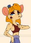  2021 2d_animation animated animated_png anthro areola arm_tuft biped blinking blonde_hair blue_eyes breasts cheek_tuft chip_&#039;n_dale_rescue_rangers cigarette cigarette_in_mouth clothed clothing clothing_pull crop_top dirty disney elbow_tufts eyewear facial_tuft female foxxj fur gadget_hackwrench goggles goggles_on_head hair half-closed_eyes hi_res looking_at_viewer loop mammal meme midriff mouse mouth_hold murid murine narrowed_eyes nipple_slip nipples rodent shirt shirt_pull short_playtime simple_background smoke smoking solo tan_body tan_fur tank_top topwear topwear_pull tuft white_background 