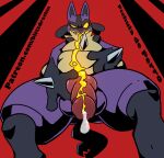  animal_genitalia animal_penis anthro balls blitzdrachin bodily_fluids canid canine_penis conditional_dnp cum cum_drip dripping drooling erection genital_fluids genitals grabbing_belly knot looking_at_viewer low-angle_view lucario male mammal nintendo overweight overweight_anthro overweight_male penis perspective pok&eacute;mon pok&eacute;mon_(species) saliva slightly_chubby solo video_games worm&#039;s-eye_view 