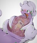  2020 absurd_res ambiguous_gender belly bodily_fluids buizel dragon drooling duo feral fur goo_creature goodra hi_res internal larger_feral larger_pred multicolored_body multicolored_fur nintendo open_mouth orange_body orange_fur pok&eacute;mon pok&eacute;mon_(species) purple_body saliva simple_background sitting size_difference slightly_chubby slime smaller_feral smaller_prey thick_tail tongue tongue_out translucent translucent_body two_tone_body two_tone_fur video_games vore yuyami_gaoka 