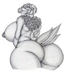  2015 accipitriform anthro areola avian beak bedroom_eyes belly big_breasts big_butt bird breasts butt curvy_figure eyebrows eyelashes facial_markings feathers female greyscale head_markings hi_res huge_breasts huge_butt huge_thighs looking_at_viewer looking_back looking_back_at_viewer markings monochrome mr_iddi narrowed_eyes nipples non-mammal_breasts non-mammal_nipples nude overweight overweight_anthro overweight_female pinup portrait pose rear_view seductive simple_background smile smirk solo tail_feathers thick_thighs three-quarter_portrait traditional_media_(artwork) voluptuous vulture white_background wide_hips 