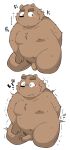  2021 anthro belly blush bodily_fluids brown_body brown_fur erection fur gayousi7 genitals hi_res japanese_text kemono male mammal moobs navel nipples overweight overweight_anthro overweight_male penis pubes solo sweat text ursid 