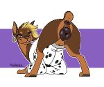  2021 anatomically_correct anatomically_correct_anus anatomically_correct_genitalia anatomically_correct_pussy animal_genitalia animal_pussy anus blonde_hair bottomless brown_body brown_eyes brown_fur canid canine canine_pussy canis clothed clothing digital_media_(artwork) dobermann domestic_dog ear_piercing female feral fur genitals hair halbean looking_at_viewer mammal multicolored_body multicolored_fur open_mouth pepper_(halbean) piercing pinscher pixel_(artwork) presenting pussy solo 