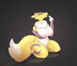  anthro blue_eyes bodily_fluids breasts cum cum_drip cum_in_mouth cum_inside curvy_figure digimon digimon_(species) dripping female female_focus genital_fluids hi_res leaking milk open_mouth renamon solo tongue tongue_out venusfalls 