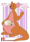  baby_bottle carnival-tricks dialogue diaper disney female feral gesture hi_res kanga kangaroo macropod mammal marsupial open_mouth patreon patreon_logo plushie pouch_(anatomy) smile solo speech_bubble standing waving winnie_the_pooh_(franchise) 