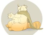  2021 anthro belly cape clothing inunoshippo kemono male mammal overweight overweight_anthro overweight_male popori sitting solo tera_online video_games 