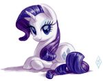  2012 blue_eyes cutie_mark equid equine female feral friendship_is_magic hair horn long_hair mammal my_little_pony purple_hair rarity_(mlp) signature simple_background smile solo unicorn whitediamonds 