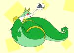  absurd_res ambiguous_gender belly big_belly feral hi_res nintendo overweight overweight_feral pok&eacute;mon pok&eacute;mon_(species) red_eyes reptile scalie serpentine serperior simple_background snake solo text thick_tail video_games vvmilotic 